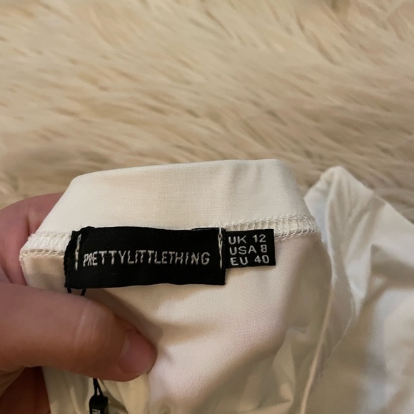 PRETTYLITTLETHING Cream Slinky Split Midaxi Skirt - Picture 5 of 5